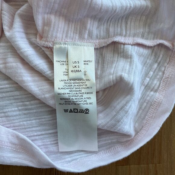 We The Free People Top Size Small Pink Knit Natasha Ruched Ruffle Long Sleeve - Picture 13 of 16